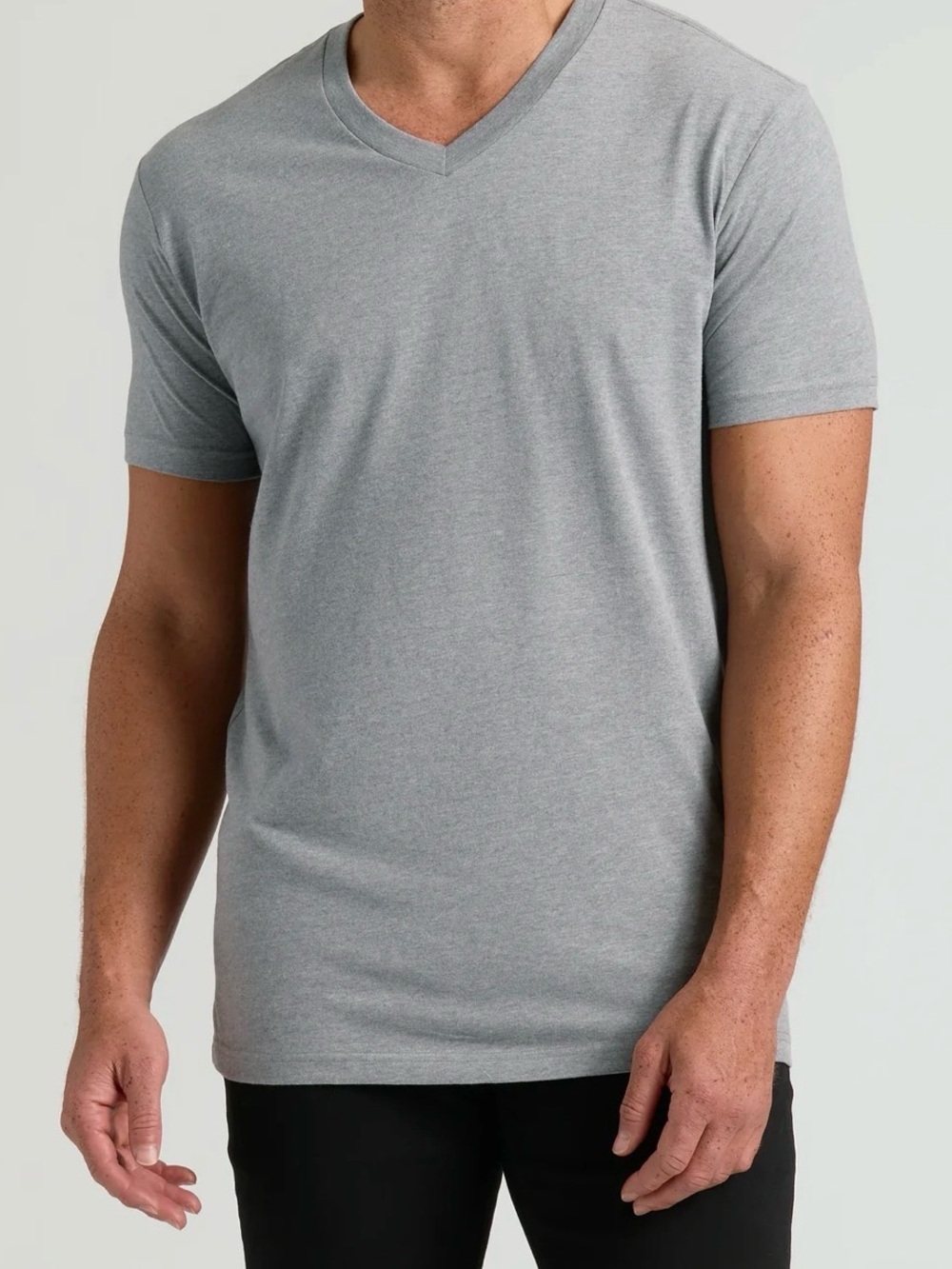 True Classic V-Neck Short Sleeve Tee — Light Gray